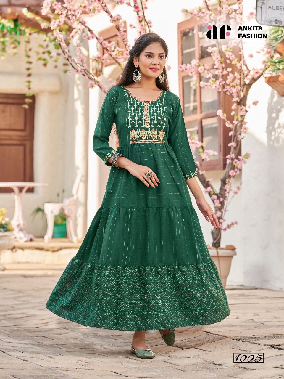 Ankita Weekend Festive Wear Wholesale Cotton Embroidery Anarkali Kurtis